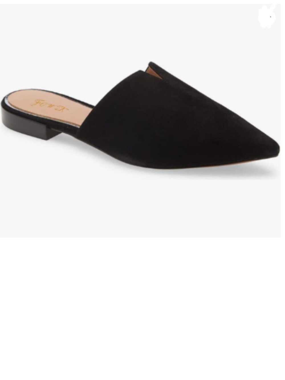 FOWT Women Black Suede Mule Pointed Toe Low Heel Mule Sandal V Cut Lightweight